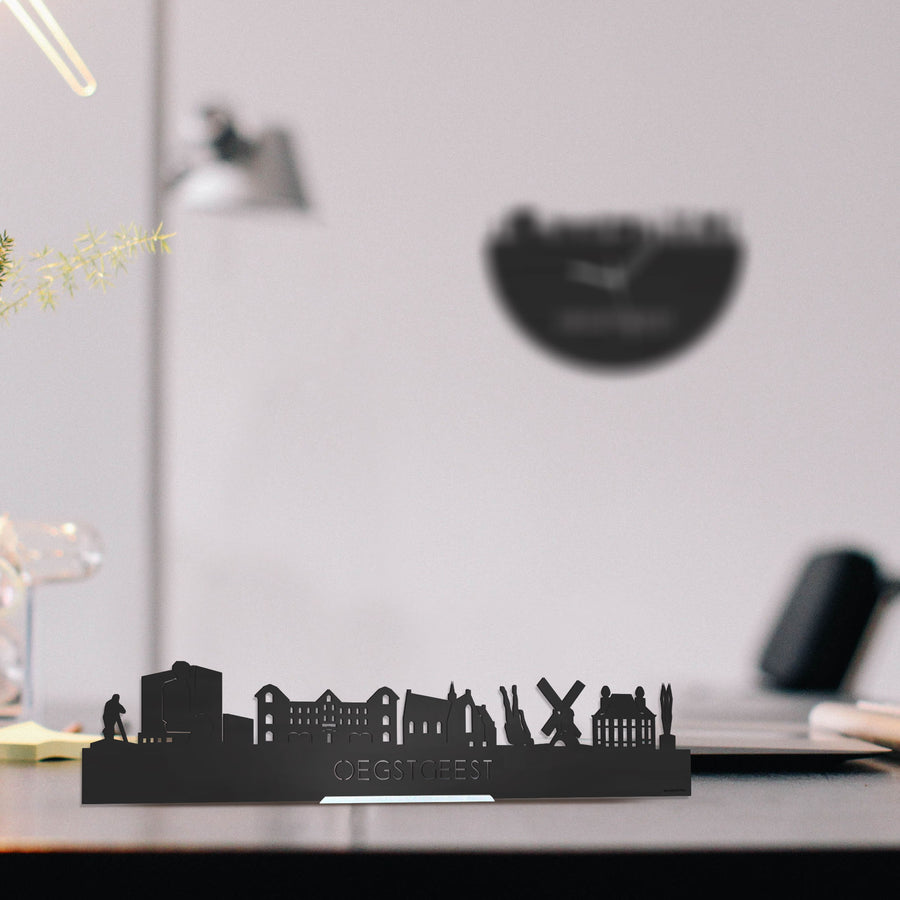 Standing Skyline Oegstgeest Zwart houten cadeau decoratie relatiegeschenk van WoodWideCities