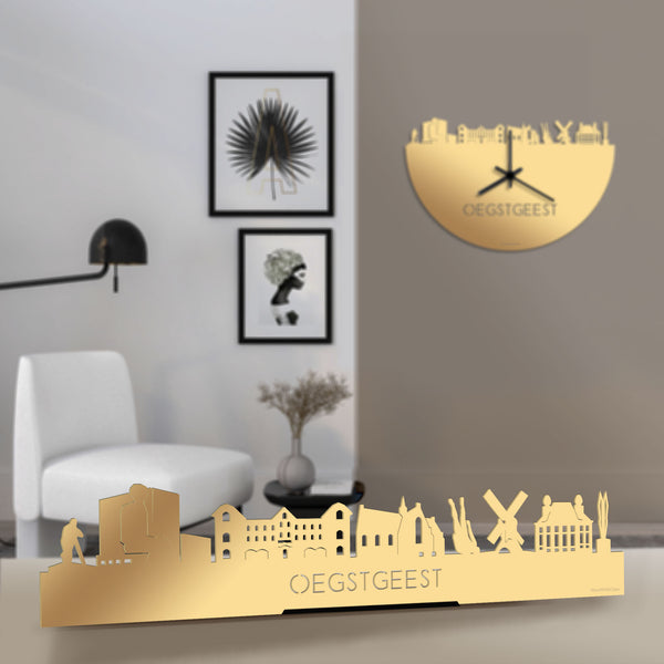 Standing Skyline Oegstgeest Metallic Goud gerecycled kunststof cadeau decoratie relatiegeschenk van WoodWideCities