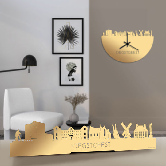 Standing Skyline Oegstgeest Metallic Goud gerecycled kunststof cadeau decoratie relatiegeschenk van WoodWideCities