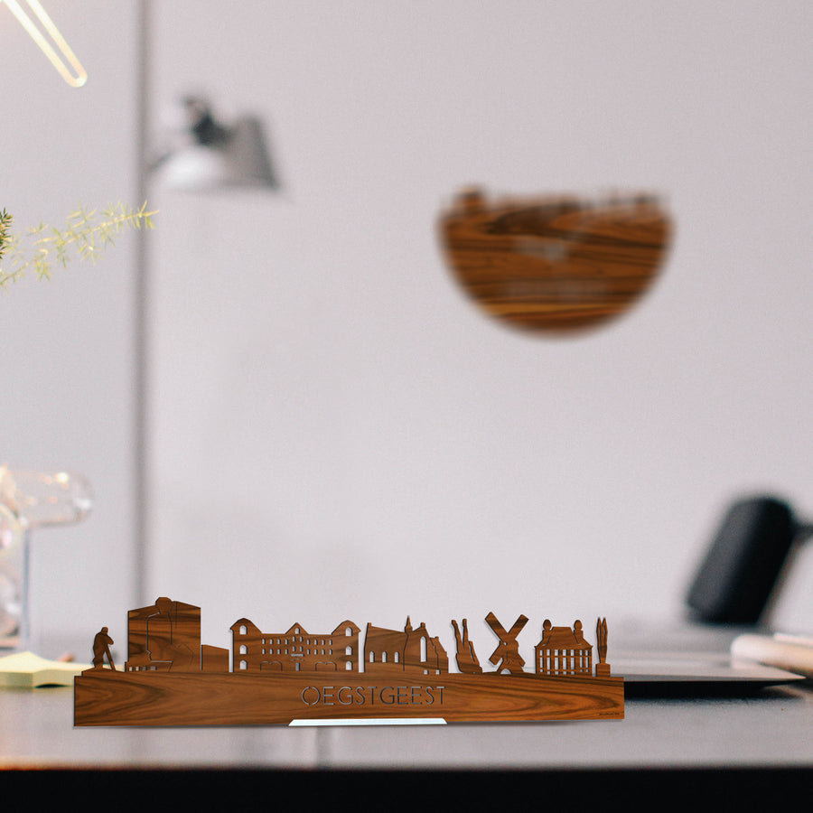 Standing Skyline Oegstgeest Palissander houten cadeau decoratie relatiegeschenk van WoodWideCities