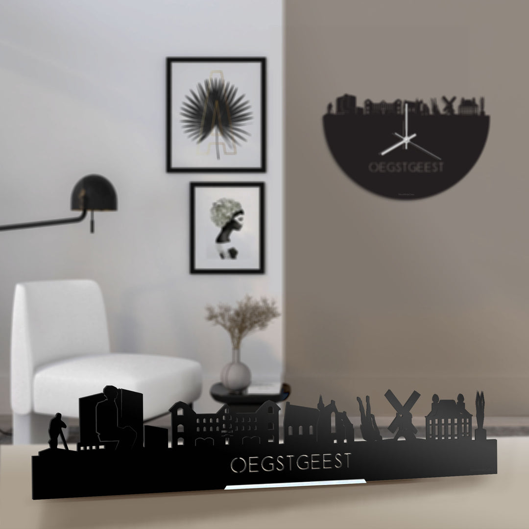 Standing Skyline Oegstgeest Zwart glanzend gerecycled kunststof cadeau decoratie relatiegeschenk van WoodWideCities