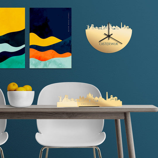 Standing Skyline Oisterwijk Metallic Goud gerecycled kunststof cadeau decoratie relatiegeschenk van WoodWideCities