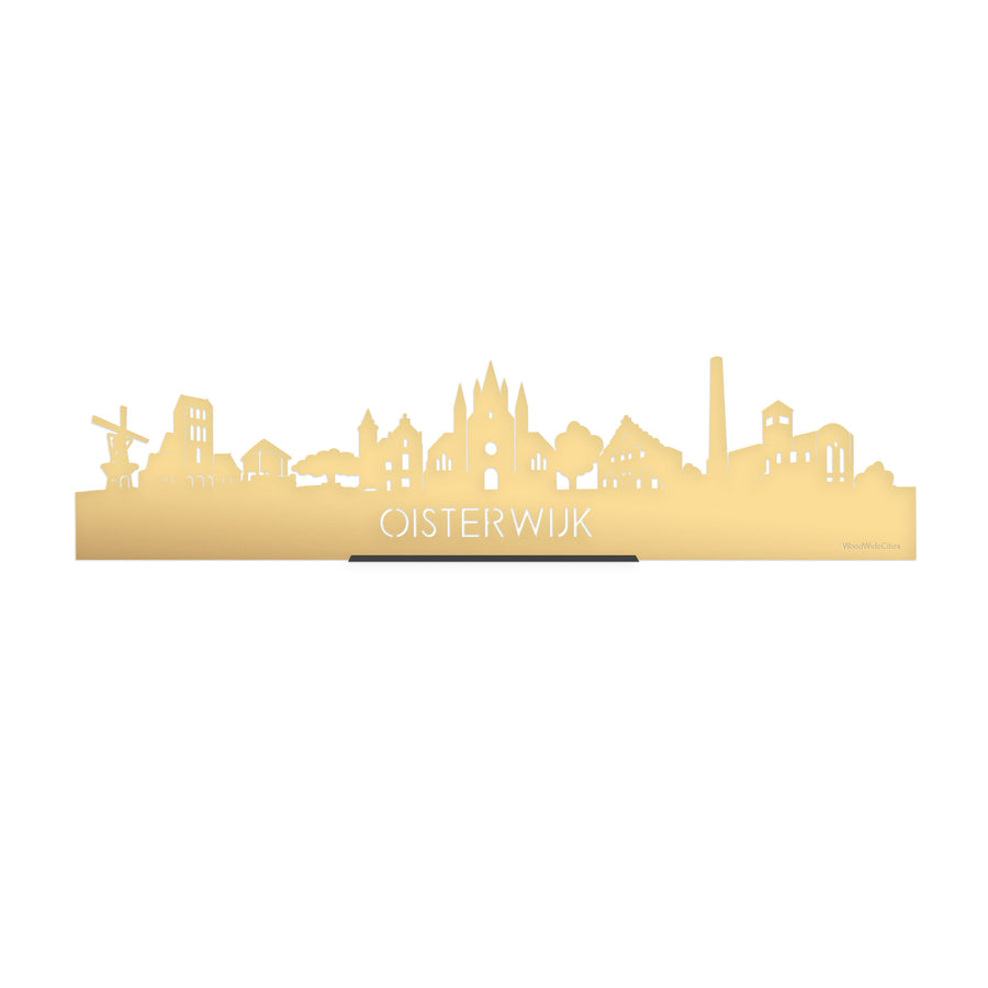 Standing Skyline Oisterwijk Metallic Goud gerecycled kunststof cadeau decoratie relatiegeschenk van WoodWideCities