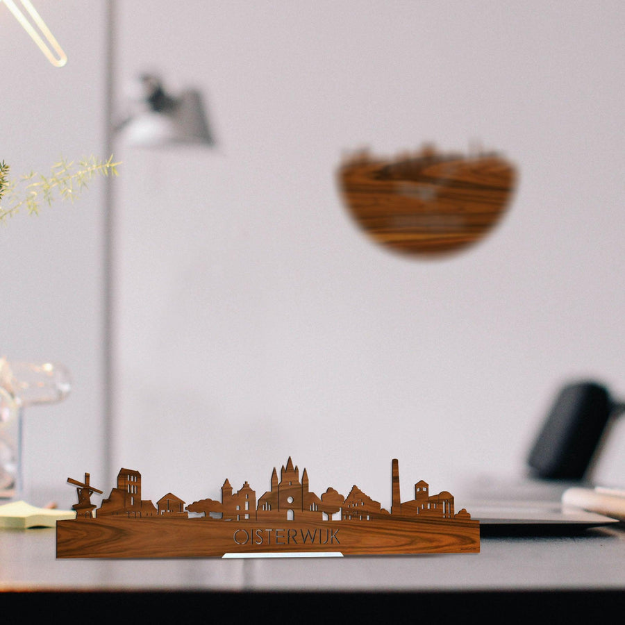 Standing Skyline Oisterwijk Palissander houten cadeau decoratie relatiegeschenk van WoodWideCities