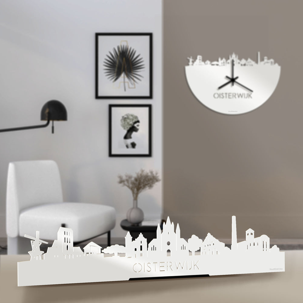 Standing Skyline Oisterwijk Wit glanzend gerecycled kunststof cadeau decoratie relatiegeschenk van WoodWideCities