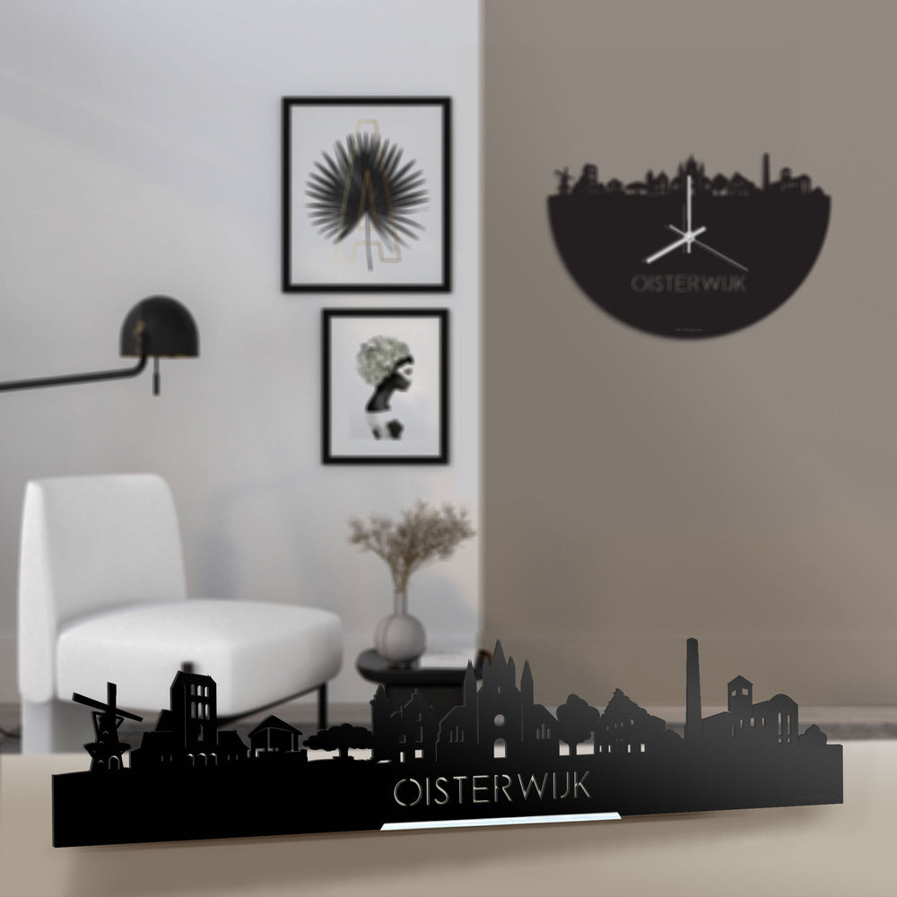 Standing Skyline Oisterwijk Zwart glanzend gerecycled kunststof cadeau decoratie relatiegeschenk van WoodWideCities