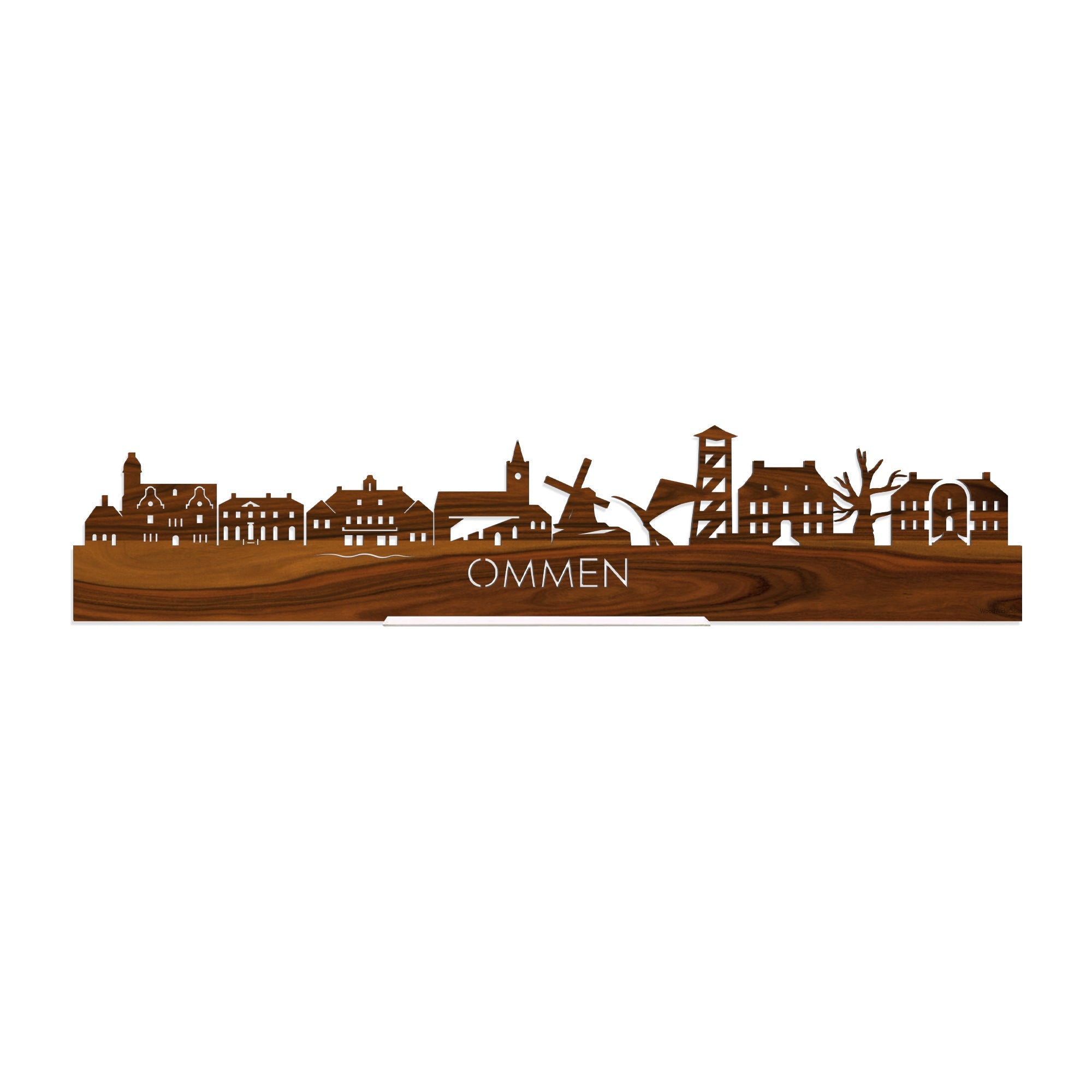 Standing Skyline Ommen Palissander houten cadeau decoratie relatiegeschenk van WoodWideCities