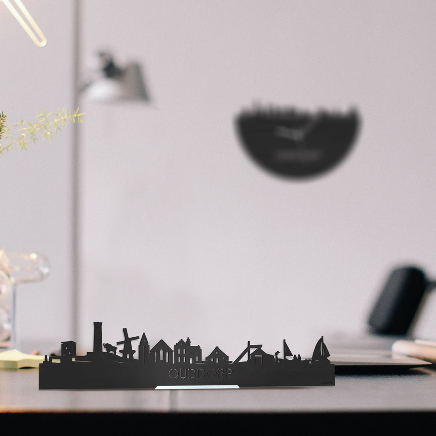 Standing Skyline Ouddorp Zwart houten cadeau decoratie relatiegeschenk van WoodWideCities