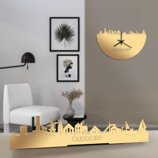 Standing Skyline Ouddorp Metallic Goud gerecycled kunststof cadeau decoratie relatiegeschenk van WoodWideCities