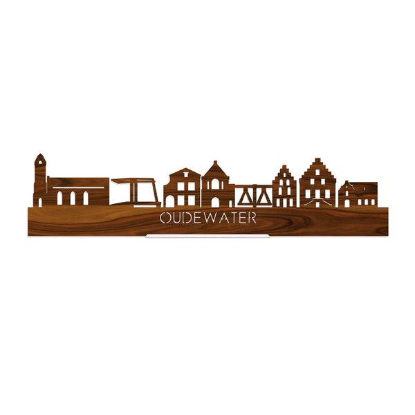 Standing Skyline Oudewater Palissander houten cadeau decoratie relatiegeschenk van WoodWideCities