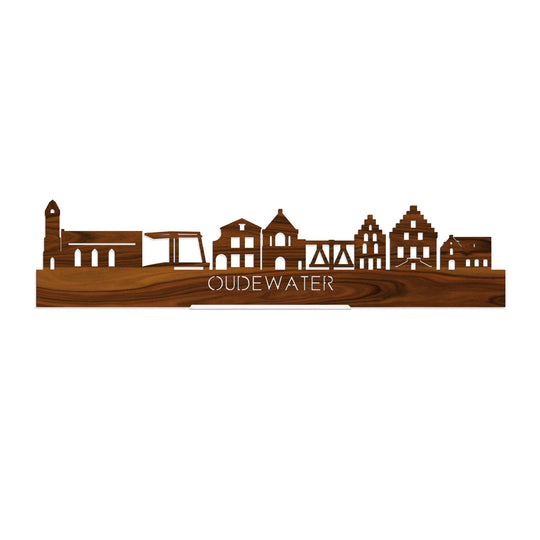 Standing Skyline Oudewater Palissander houten cadeau decoratie relatiegeschenk van WoodWideCities