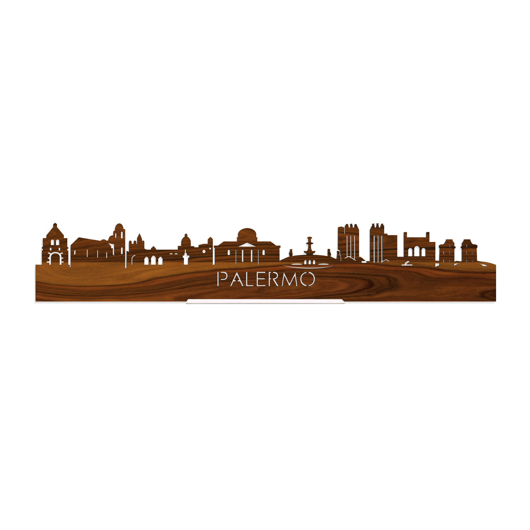 Standing Skyline Palermo Palissander houten cadeau decoratie relatiegeschenk van WoodWideCities