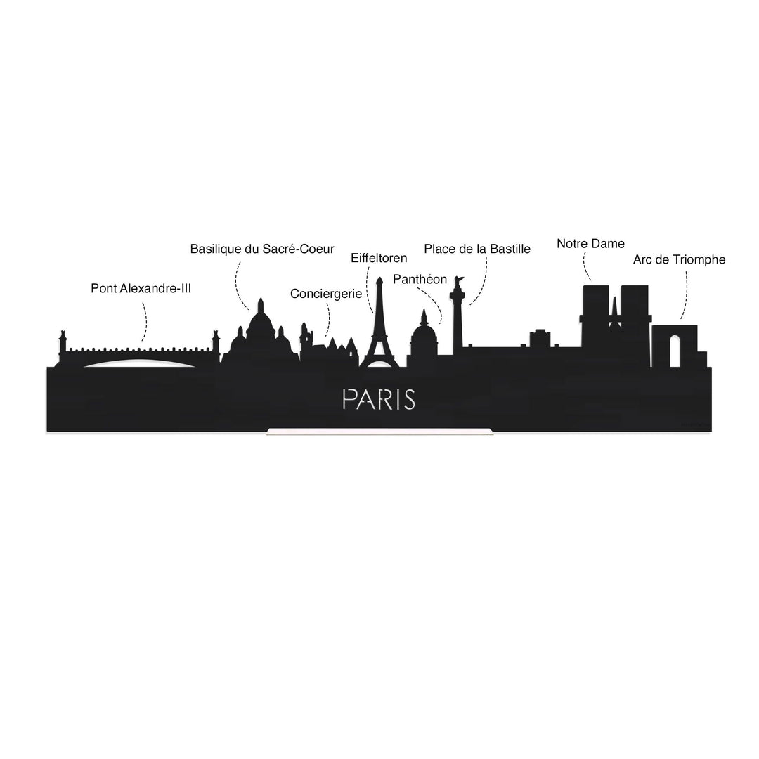 Standing Skyline Parijs Black houten cadeau decoratie relatiegeschenk van WoodWideCities