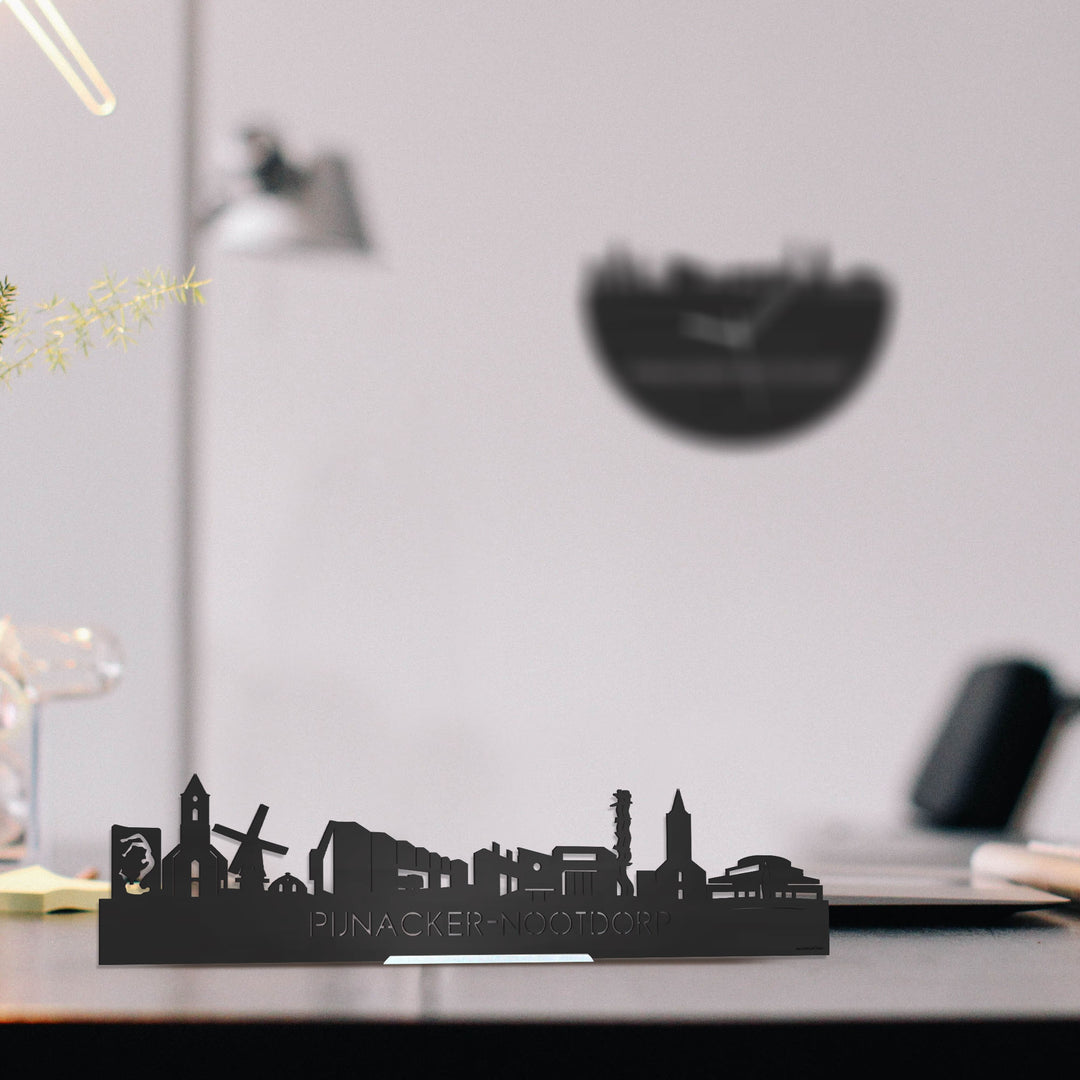 Standing Skyline Pijnacker-Nootdorp Zwart houten cadeau decoratie relatiegeschenk van WoodWideCities