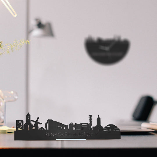 Standing Skyline Pijnacker-Nootdorp Zwart houten cadeau decoratie relatiegeschenk van WoodWideCities