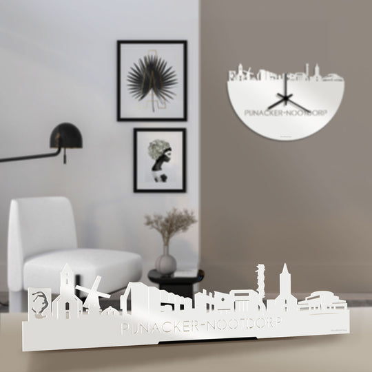 Standing Skyline Pijnacker-Nootdorp Wit glanzend gerecycled kunststof cadeau decoratie relatiegeschenk van WoodWideCities