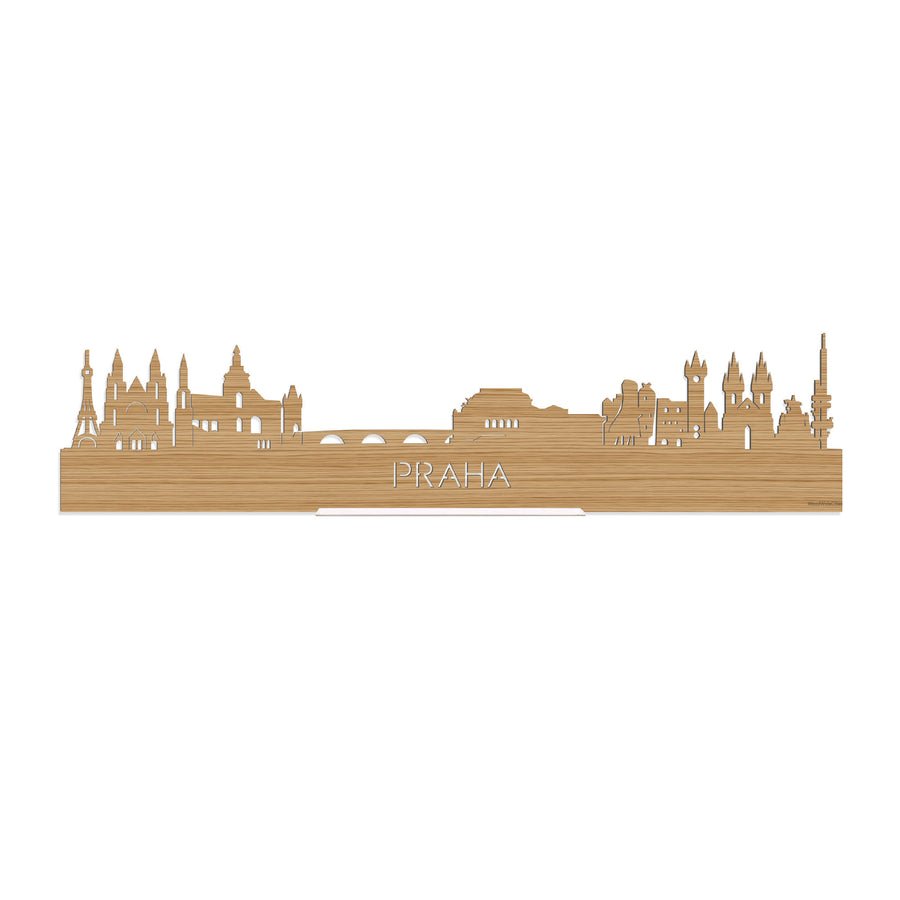 Standing Skyline Praha Bamboe houten cadeau decoratie relatiegeschenk van WoodWideCities