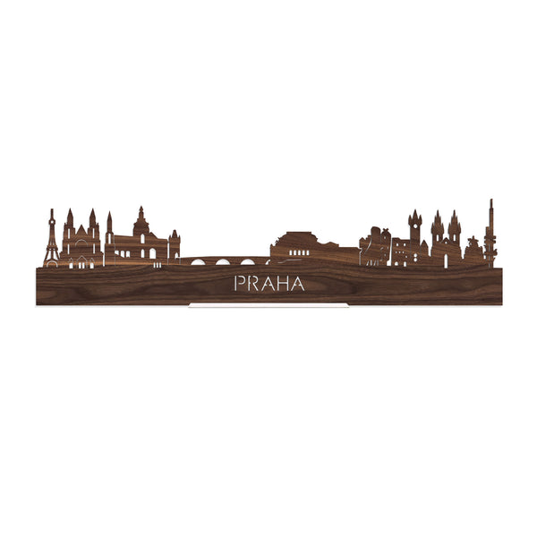 Standing Skyline Praha Noten houten cadeau decoratie relatiegeschenk van WoodWideCities