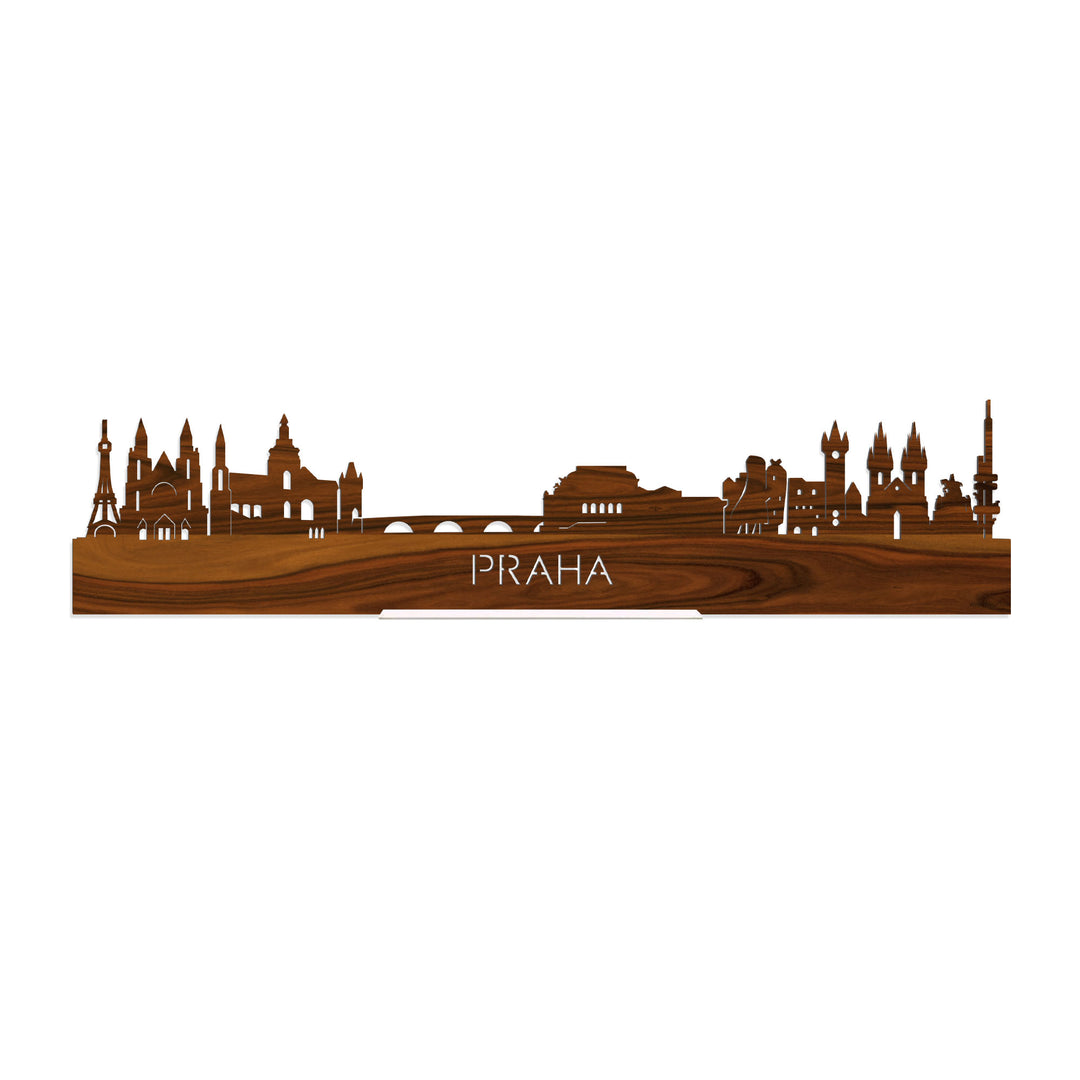 Standing Skyline Praha Palissander houten cadeau decoratie relatiegeschenk van WoodWideCities
