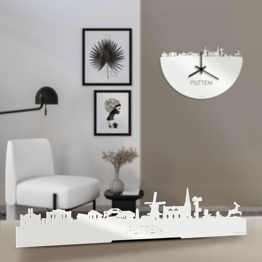 Standing Skyline Putten Wit glanzend gerecycled kunststof cadeau decoratie relatiegeschenk van WoodWideCities