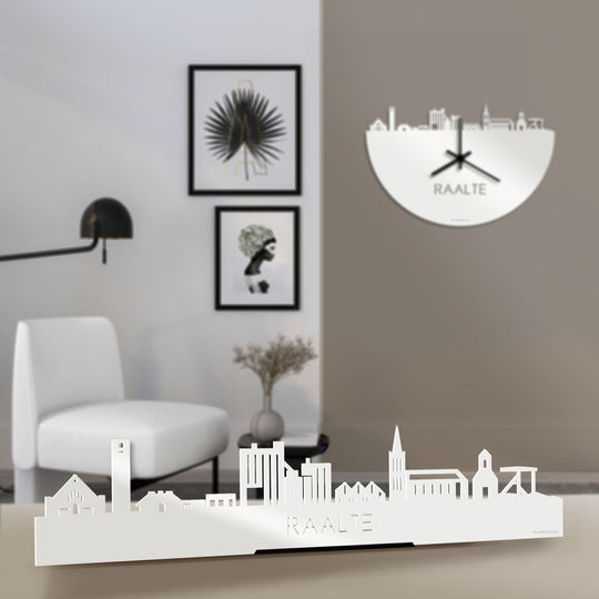 Standing Skyline Raalte Wit glanzend gerecycled kunststof cadeau decoratie relatiegeschenk van WoodWideCities