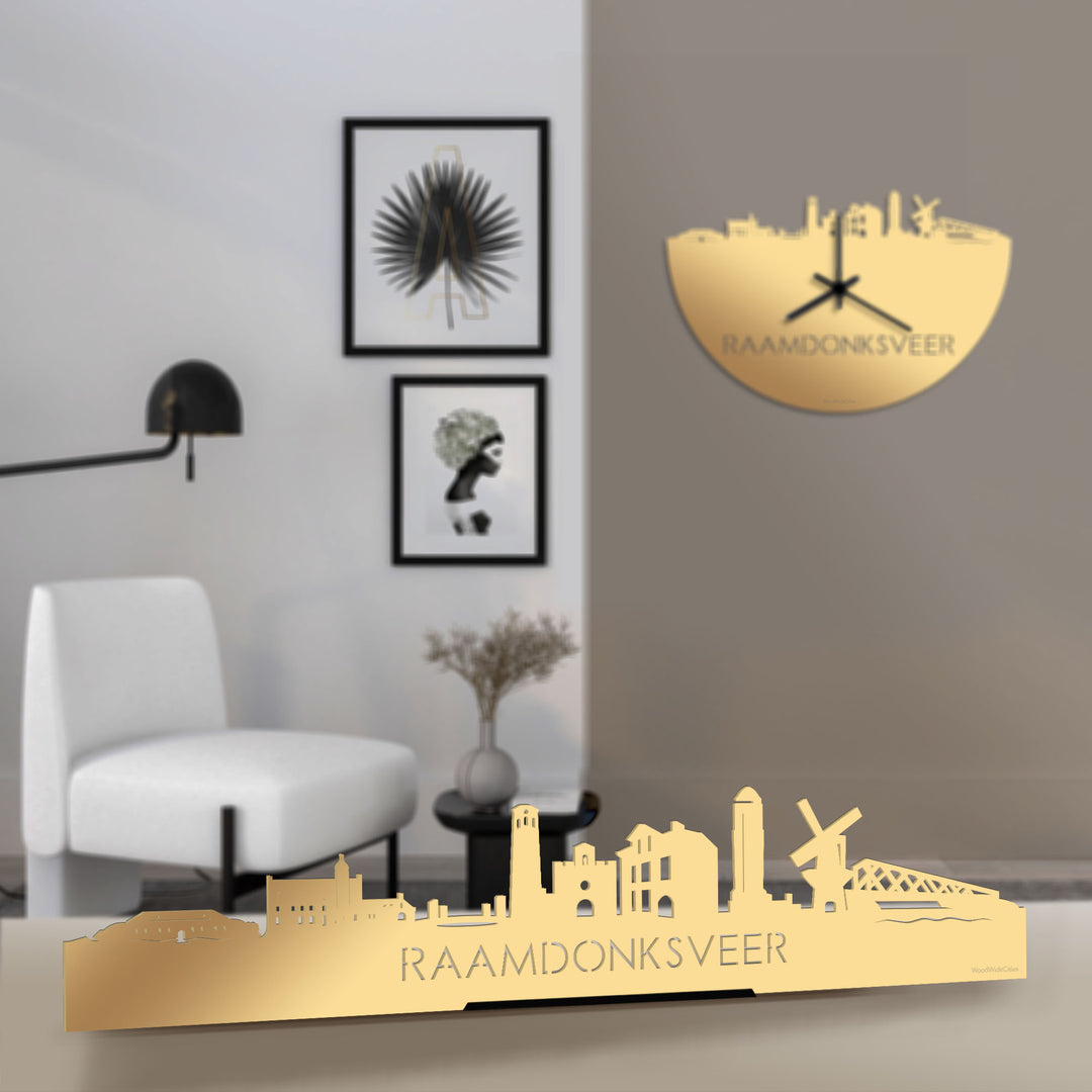 Standing Skyline Raamdonksveer Metallic Goud gerecycled kunststof cadeau decoratie relatiegeschenk van WoodWideCities