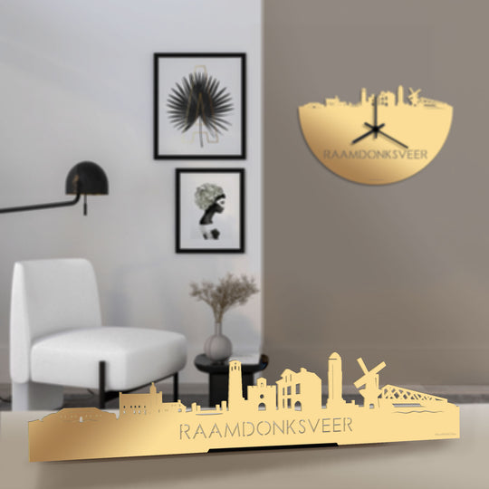 Standing Skyline Raamdonksveer Metallic Goud gerecycled kunststof cadeau decoratie relatiegeschenk van WoodWideCities