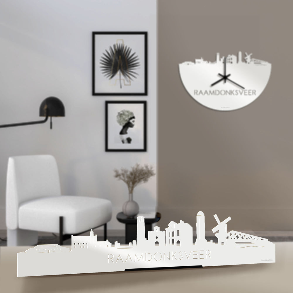 Standing Skyline Raamdonksveer Wit glanzend gerecycled kunststof cadeau decoratie relatiegeschenk van WoodWideCities