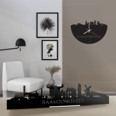 Standing Skyline Raamdonksveer Zwart glanzend gerecycled kunststof cadeau decoratie relatiegeschenk van WoodWideCities