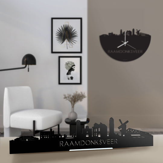 Standing Skyline Raamdonksveer Zwart glanzend gerecycled kunststof cadeau decoratie relatiegeschenk van WoodWideCities