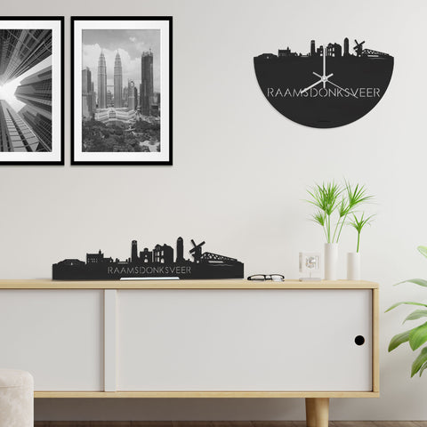 Standing Skyline Raamsdonksveer Zwart houten cadeau decoratie relatiegeschenk van WoodWideCities