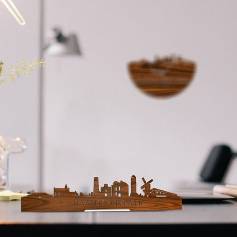 Standing Skyline Raamsdonksveer Palissander houten cadeau decoratie relatiegeschenk van WoodWideCities