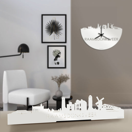 Standing Skyline Raamsdonksveer Wit glanzend gerecycled kunststof cadeau decoratie relatiegeschenk van WoodWideCities