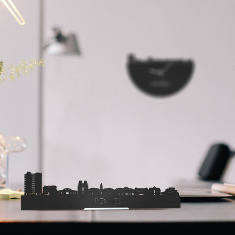 Standing Skyline Rennes Zwart houten cadeau decoratie relatiegeschenk van WoodWideCities