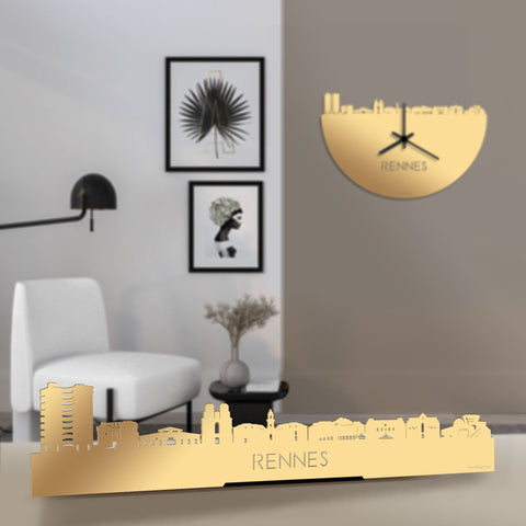 Standing Skyline Rennes Metallic Goud gerecycled kunststof cadeau decoratie relatiegeschenk van WoodWideCities