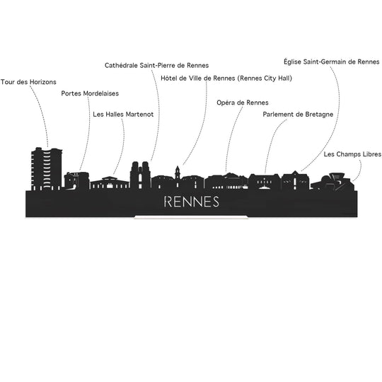 Standing Skyline Rennes Palissander houten cadeau decoratie relatiegeschenk van WoodWideCities