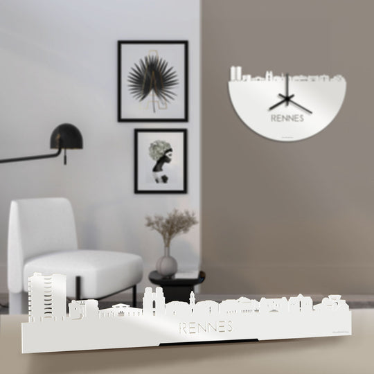 Standing Skyline Rennes Wit glanzend gerecycled kunststof cadeau decoratie relatiegeschenk van WoodWideCities