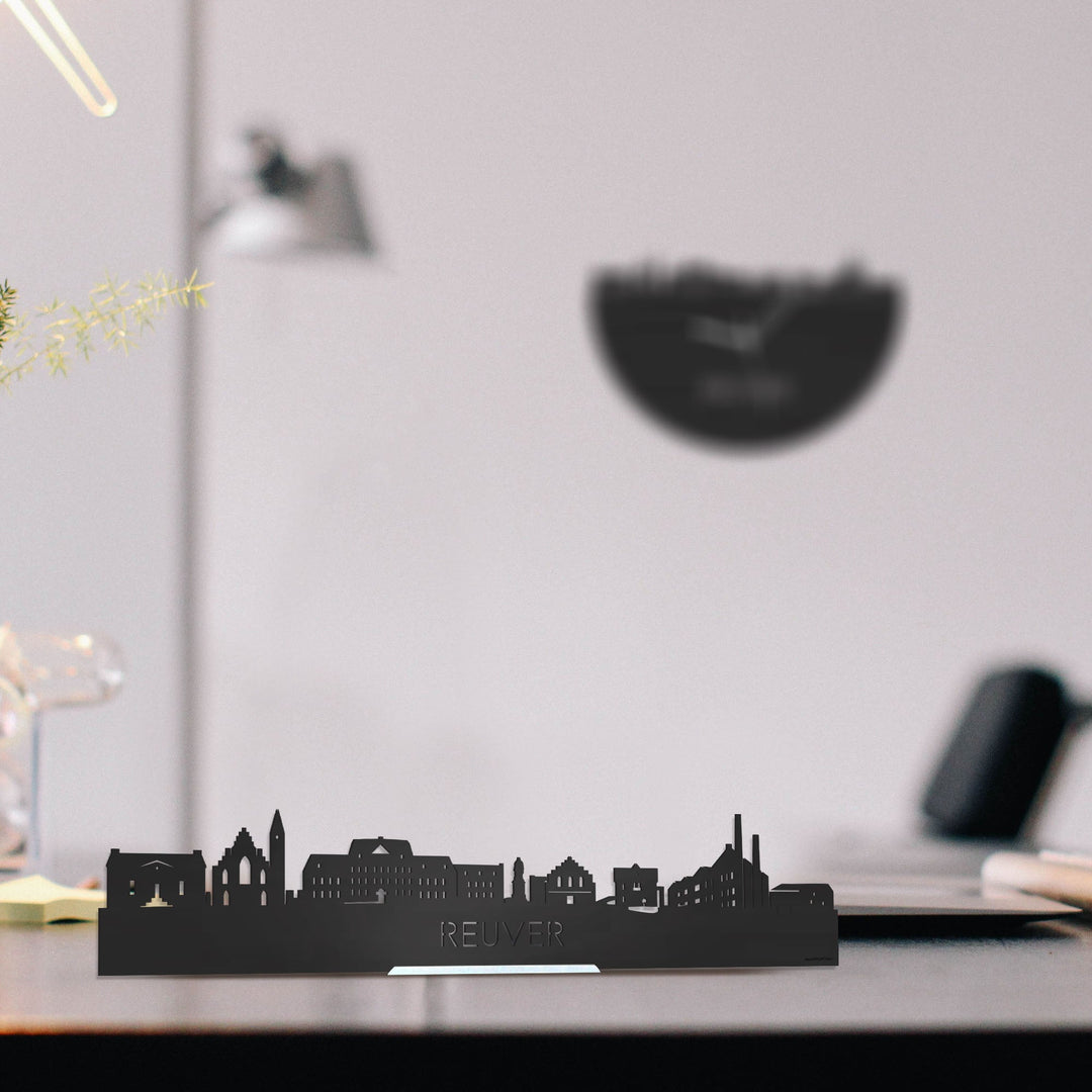 Standing Skyline Reuver Zwart houten cadeau decoratie relatiegeschenk van WoodWideCities