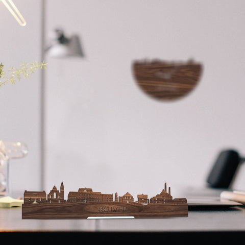 Standing Skyline Reuver Noten houten cadeau decoratie relatiegeschenk van WoodWideCities