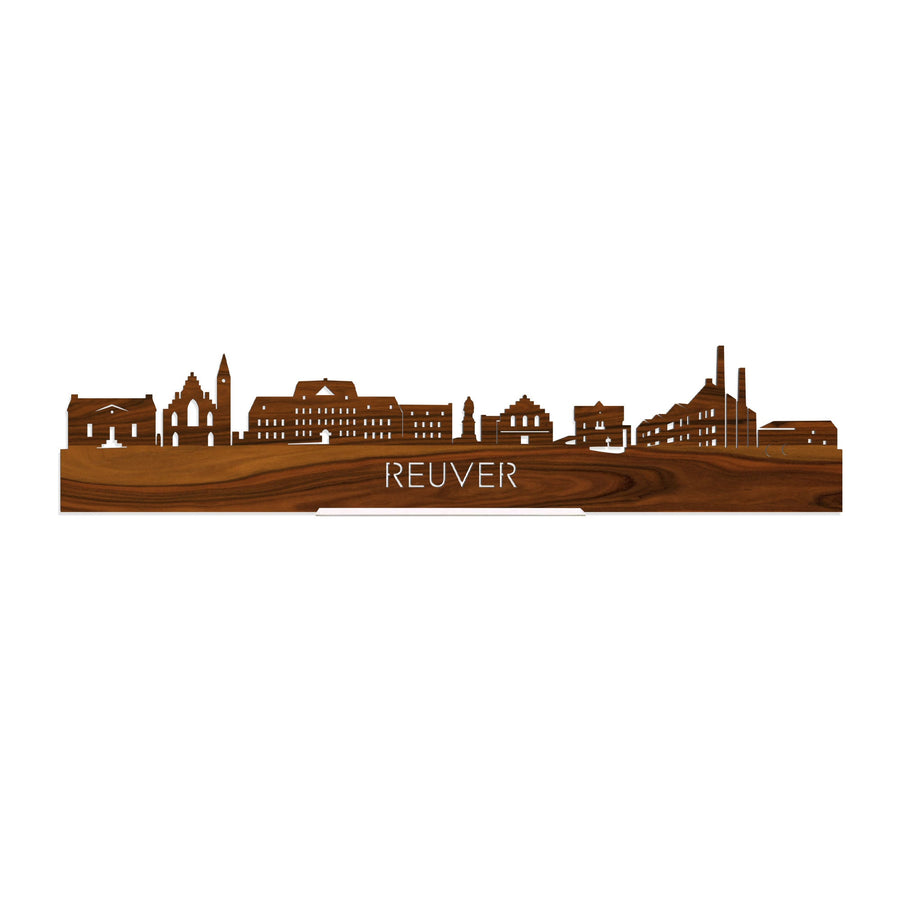 Standing Skyline Reuver Palissander houten cadeau decoratie relatiegeschenk van WoodWideCities