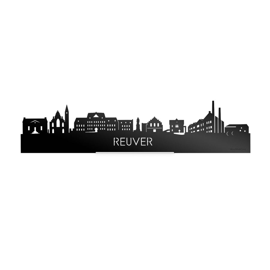 Standing Skyline Reuver Zwart glanzend gerecycled kunststof cadeau decoratie relatiegeschenk van WoodWideCities