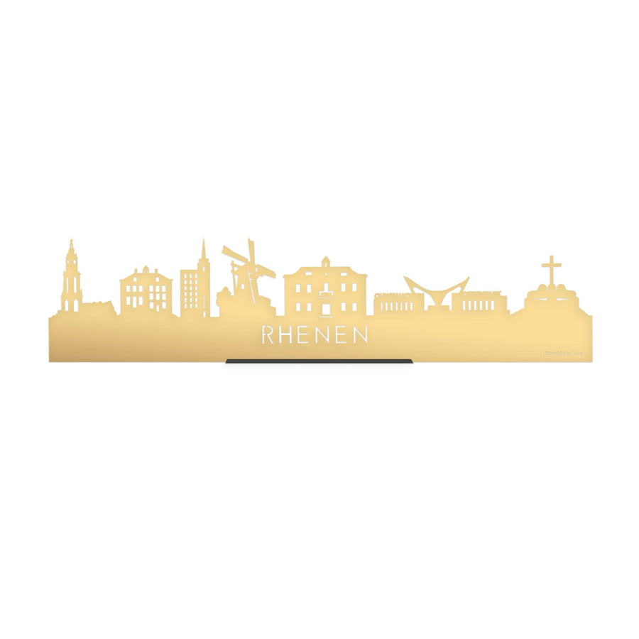 Standing Skyline Rhenen Goud Metallic 40 cm houten cadeau decoratie relatiegeschenk van WoodWideCities