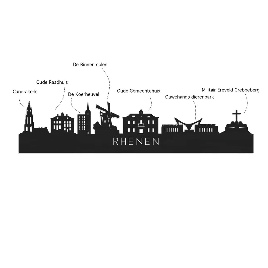 Standing Skyline Rhenen Noten houten cadeau decoratie relatiegeschenk van WoodWideCities