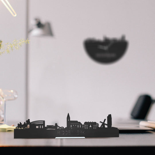 Standing Skyline Ridderkerk Zwart houten cadeau decoratie relatiegeschenk van WoodWideCities