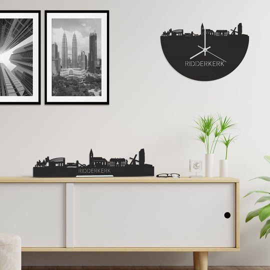 Standing Skyline Ridderkerk Zwart houten cadeau decoratie relatiegeschenk van WoodWideCities