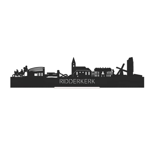 Standing Skyline Ridderkerk Zwart houten cadeau decoratie relatiegeschenk van WoodWideCities