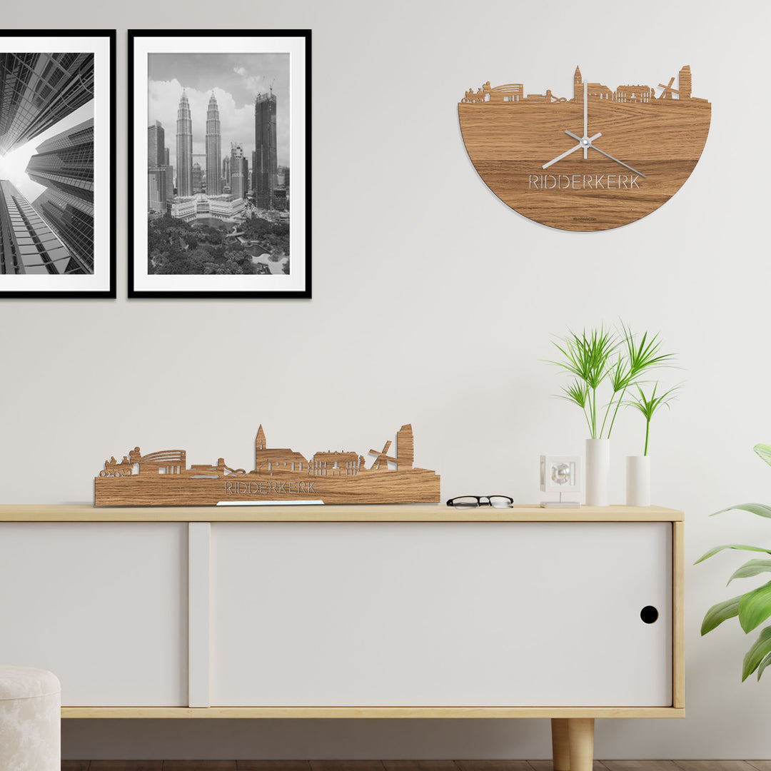 Standing Skyline Ridderkerk Eiken houten cadeau decoratie relatiegeschenk van WoodWideCities