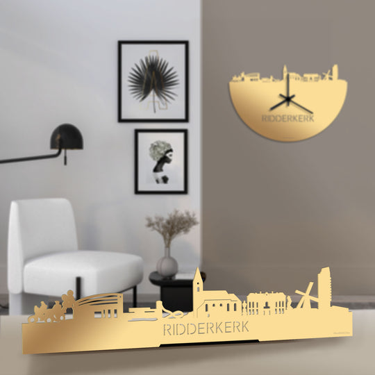 Standing Skyline Ridderkerk Metallic Goud gerecycled kunststof cadeau decoratie relatiegeschenk van WoodWideCities