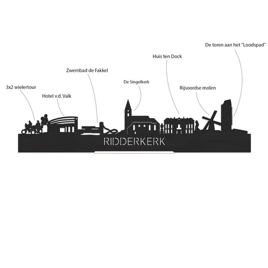 Standing Skyline Ridderkerk Metallic Goud gerecycled kunststof cadeau decoratie relatiegeschenk van WoodWideCities