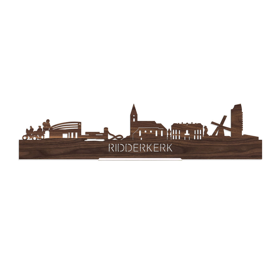 Standing Skyline Ridderkerk Noten houten cadeau decoratie relatiegeschenk van WoodWideCities